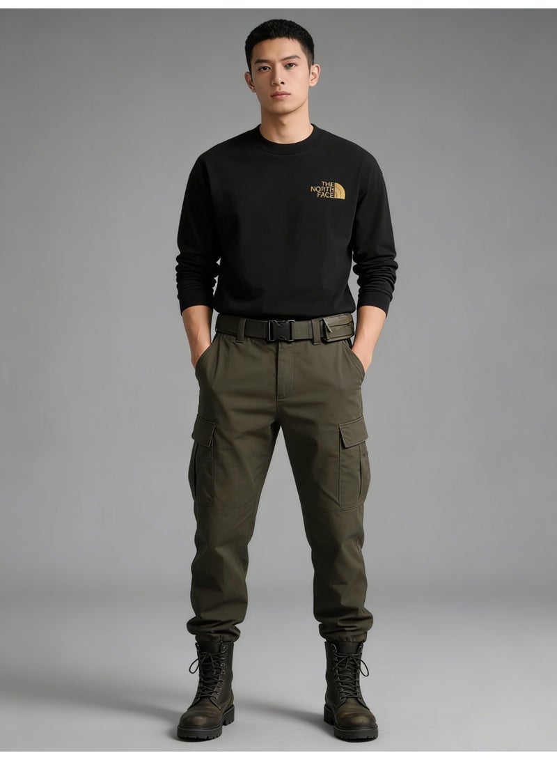 The North Face cotton long-sleeved T-shirt is printed with the letter Logo and weighs 320g. It is unisex, loose and comfortable. The cotton fabric is soft and breathable, popular for youth sports and leisure, and the top is soft and skin-friendly. - Image 5