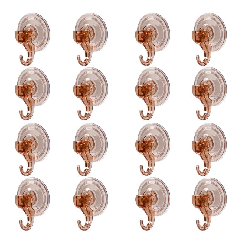 Suction Cup Hooks No-Drill Vacuum Bathroom Kitchen Heavy-Duty Orange 16 Pack (no packaging) 