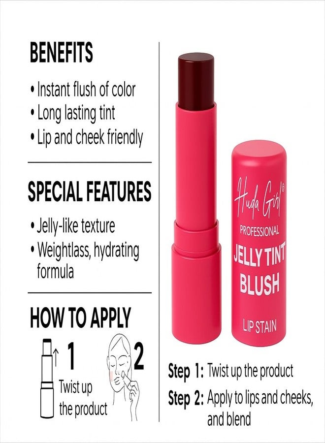 HUDA GIRL PINK Jelly Blush Tint - Hydrating & Lightweight Cream Blush for Cheeks & Lips, Long-Lasting, Blendable Matte Finish Multipurpose Blush Stick for Women (PINK) - Image 5
