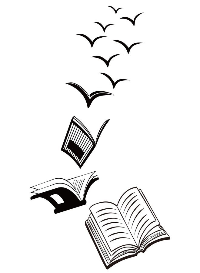 SUPERDANT Book with Bird PVC Wall Stickers Funny Art Wall Decals Vinyl Wall Sticker Back to School Inspirational Quotes Saying Wall Decor for Home Living Room Bedroom Decor - Image 1