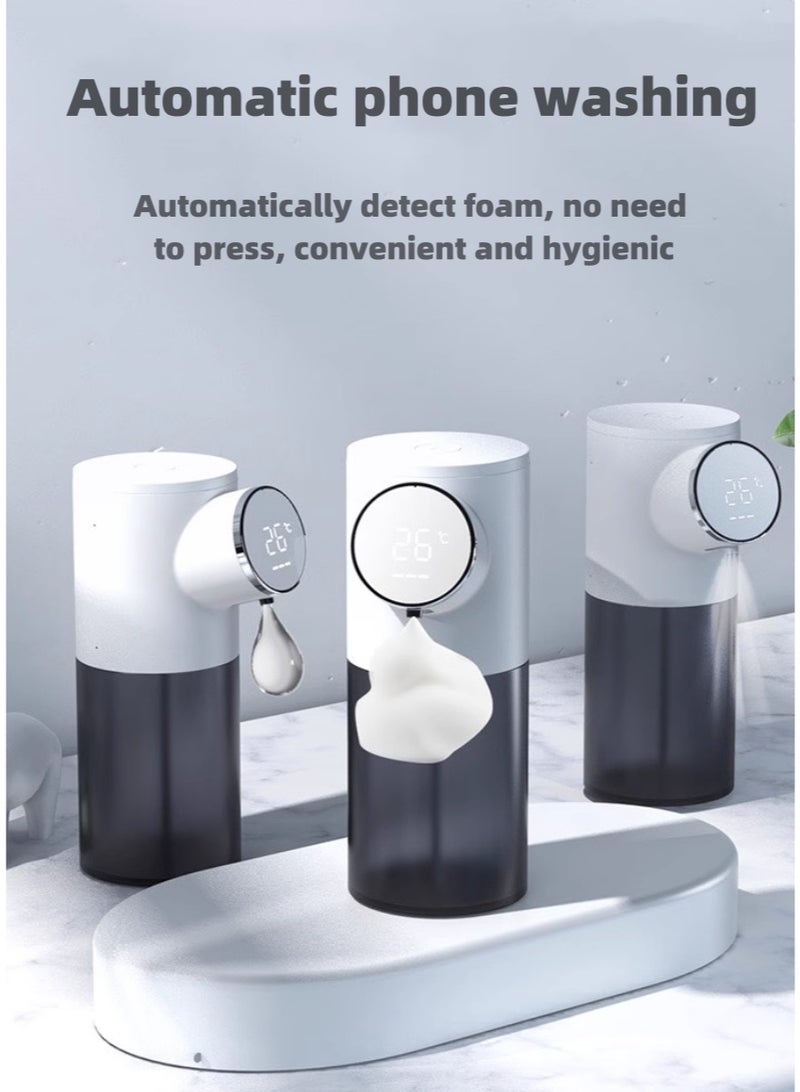 Automatic Induction Washing Phone Wall Mounted Soap Dispenser Charging LED Display Screen Pearl White Sensing Bubbles - Image 2