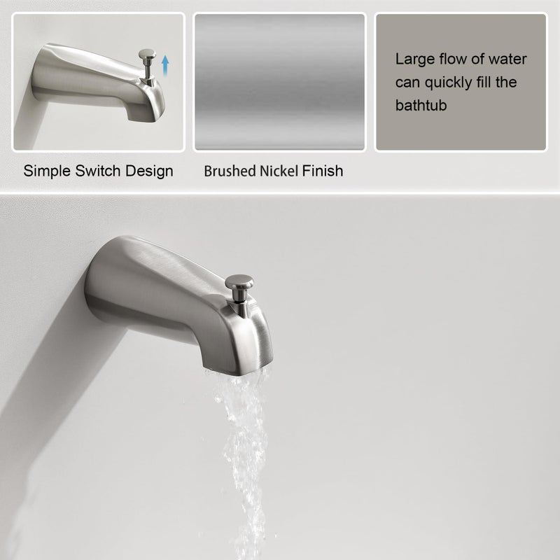 Fropo Tub Shower Faucet Set With Valve  Tub And Shower Faucet Set Complete Brushed Nickel  Single-Handle Tub And Shower Trim Kit With High-Pressure 6 Inch Rain Shower Head And Tub Spout - Image 4