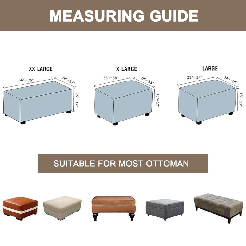 Eco-Ancheng Chair Cover Stretch Ottoman Cover Rectangular Storage Ottoman Slipcover Footrest Stool Covers Ottoman Slipcovers for Foot Stool with Nonslip Elastic Bottom,01 - Image 4
