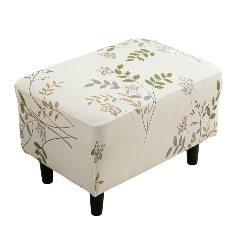 Eco-Ancheng Chair Cover Stretch Ottoman Cover Rectangular Storage Ottoman Slipcover Footrest Stool Covers Ottoman Slipcovers for Foot Stool with Nonslip Elastic Bottom,01 - Image 1