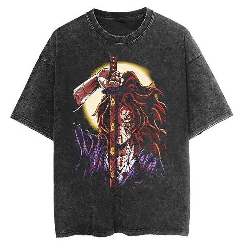 Anime T-Shirt Vintage Washed T-Shirt Men Unisex High Street 20 - Image 1