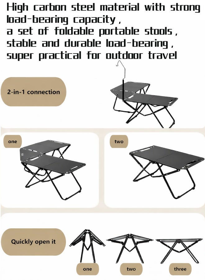 AETHER Foldable Camping Table Set — Portable Carbon Steel Outdoor Picnic Table (Includes Accessories and Storage Bag). Sturdy Durable Lightweight With a High Load-Bearing Capacity Ideal for Barbecues Travel Picnics - Image 4