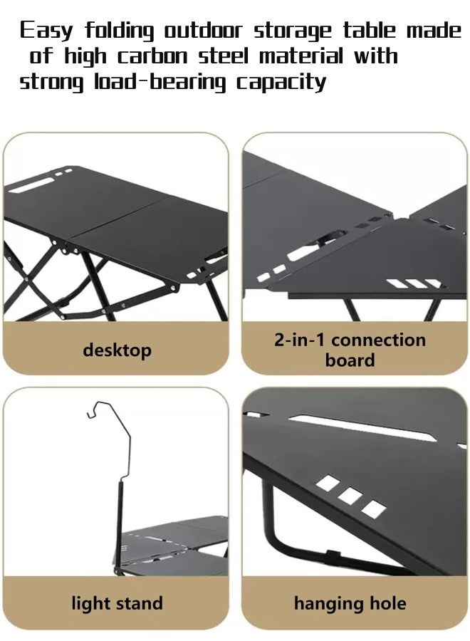 AETHER Foldable Camping Table Set — Portable Carbon Steel Outdoor Picnic Table (Includes Accessories and Storage Bag). Sturdy Durable Lightweight With a High Load-Bearing Capacity Ideal for Barbecues Travel Picnics - Image 5