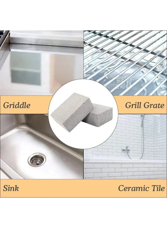 10PCS BBQ Grill Cleaning Bricks, Grey Pumice Stone Grease Remover for Grates & Griddles, 10x6x2cm - Image 1