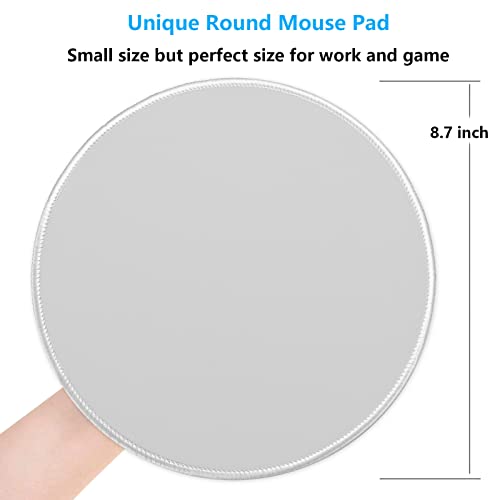 Dapesuom Round Mouse Pad, 8.7 x 8.7 Inch Premium-Textured Washable Non-Slip Rubber Base Cute Small Mouse Mat with Stitched Edge for Men Women Wireless Computer Laptop Gaming Desk Accessories, Gray - Image 5