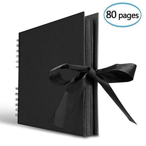 INNOCHEER INNOCHEER Scrapbook, 80 Pages Photo Album, Great for Craft Paper DIY Anniversary, Wedding, (Black) - Image 1