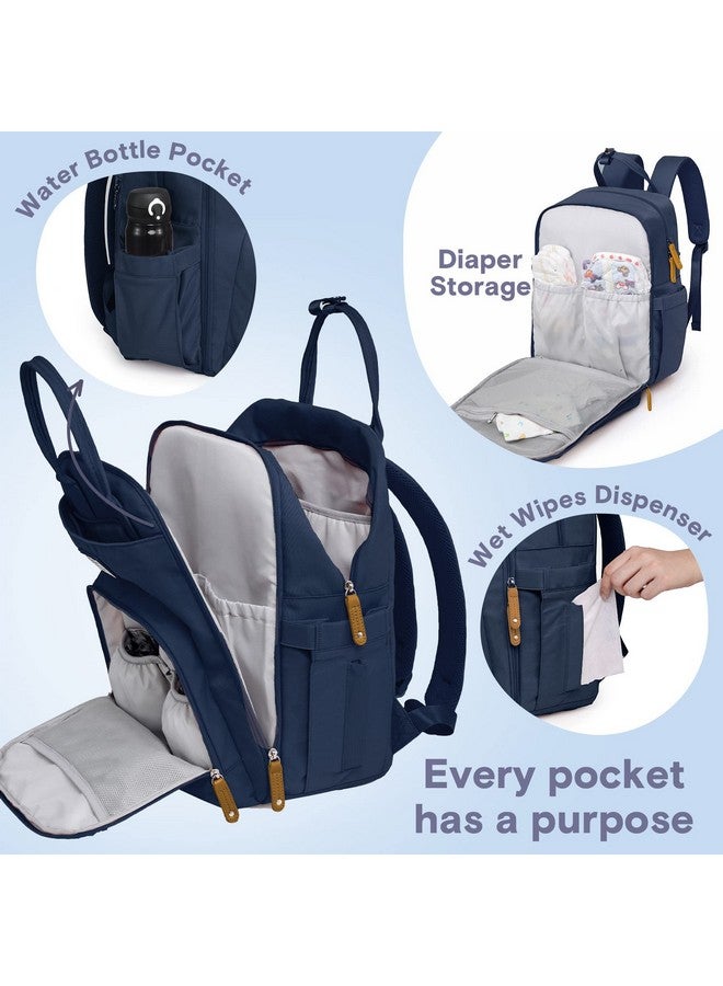 روفالينو حقيبة ظهر للحفاضات من روفالينو، حقيبة سفر متعددة الوظائف، حقائب تغيير حفاضات الأطفال، سعة كبيرة، مقاومة للماء، لون أزرق طاووسي - Image 3