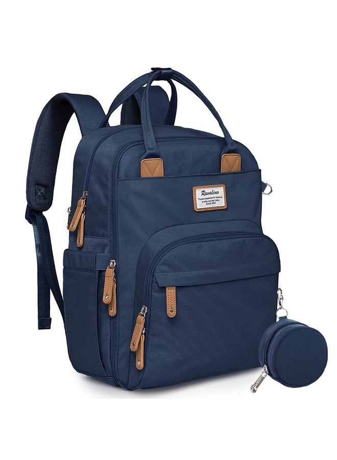 روفالينو حقيبة ظهر للحفاضات من روفالينو، حقيبة سفر متعددة الوظائف، حقائب تغيير حفاضات الأطفال، سعة كبيرة، مقاومة للماء، لون أزرق طاووسي - Image 1