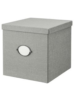 Storage box with lid, grey, 32x35x32 cm