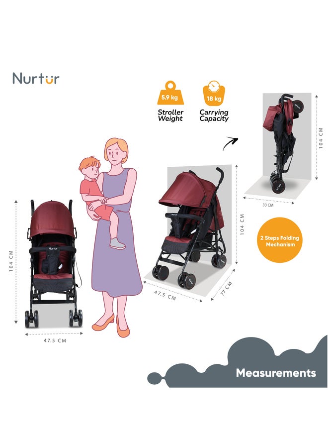 Nurtur Archer Baby Kids Lightweight Stroller 0 to 36 months Storage Basket Detachable Bumper 5 Point Safety Harness Compact Design Official Nurtur Product - Image 3