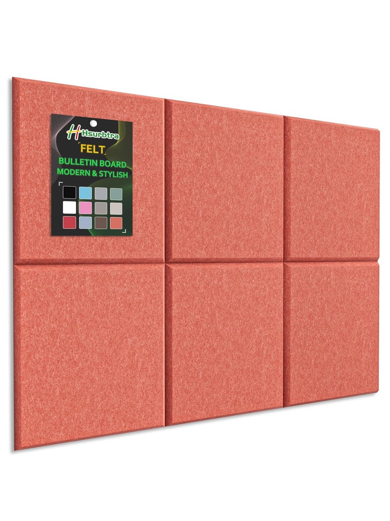 Hsurbtra Cork Board for Wall 24 x 18 Inch, 6 Pack Felt Bulletin Notice Board with Pushpins for Office Home School Farmhouse Wall Decor, Orange - Image 1