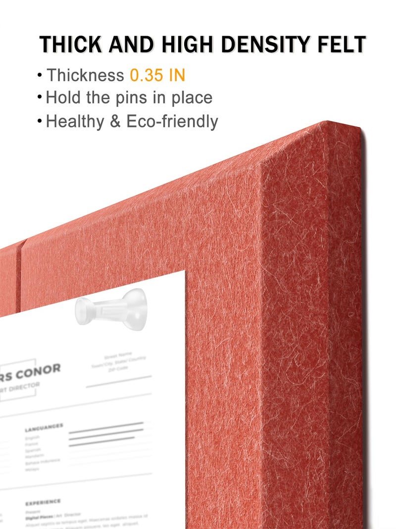 Hsurbtra Cork Board for Wall 24 x 18 Inch, 6 Pack Felt Bulletin Notice Board with Pushpins for Office Home School Farmhouse Wall Decor, Orange - Image 3
