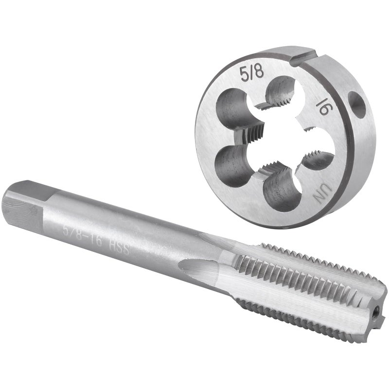 Burkit 5816 UN Tap and Die Set 58 x 16 UN Machine Thread Tap and Round Die Right Hand