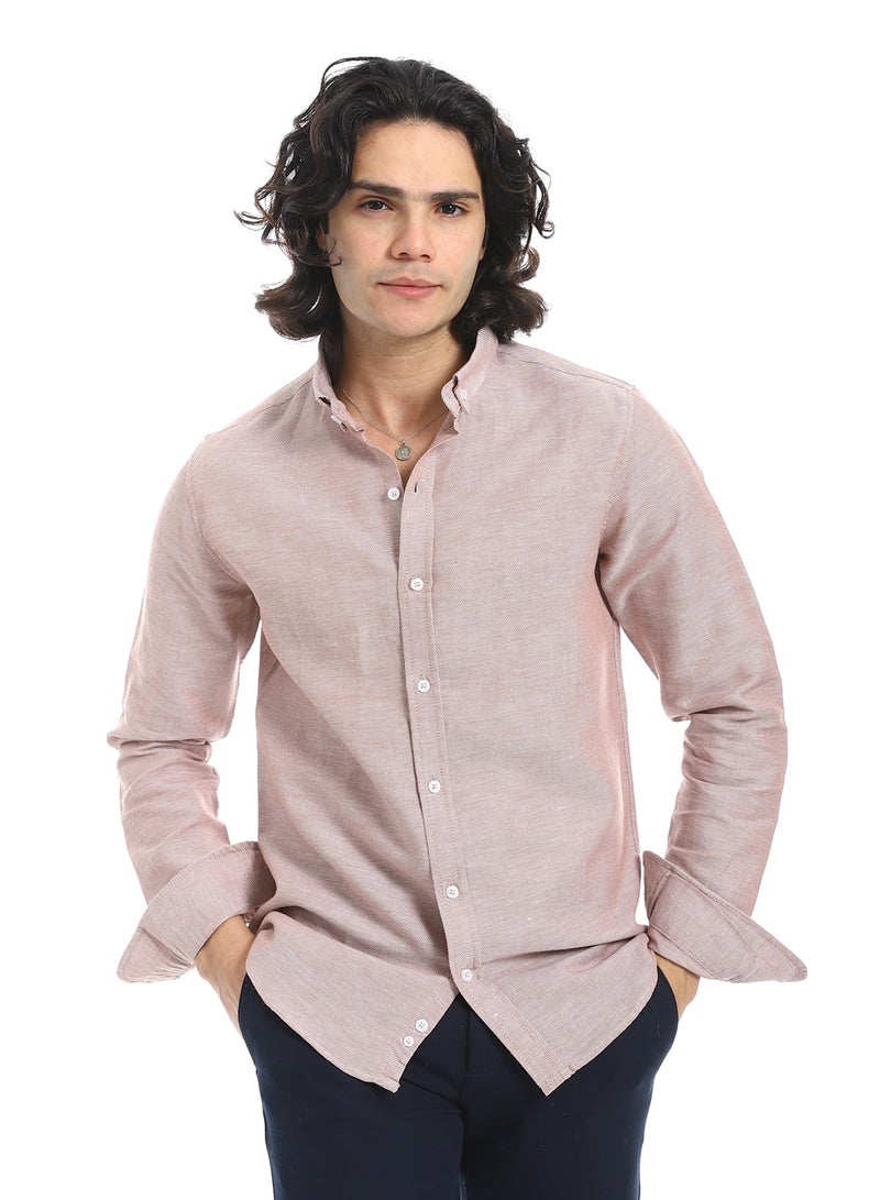 Andora Pique Long Sleeve Shirt_Light Taupe - Image 1
