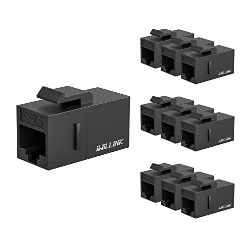 iwillink RJ45 Cat6 Keystone Coupler 10-Pack, Female to Female Cat6 Keystone Jack, UTP Keystone Coupler Insert, Black - Image 1
