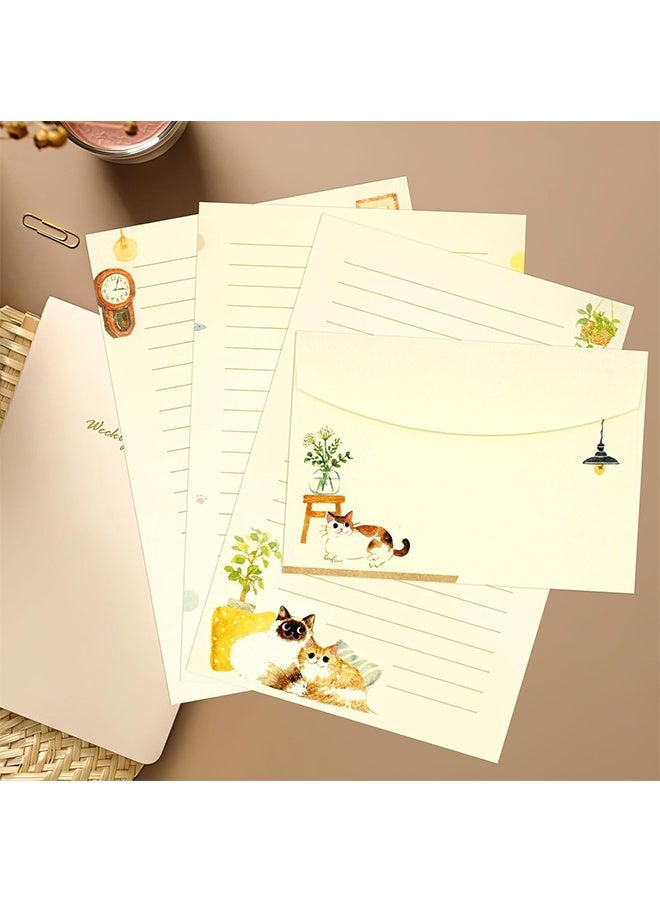 36 PCS Writing Paper and Envelopes Set, Warm Cute Cat Themed Stationary Set Design for Invitations Gift Decorations Holiday Party, 24 Lined Stationery Paper with 12 Envelops - Image 3