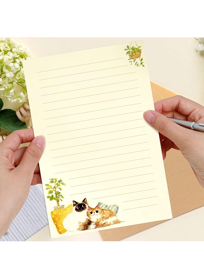 36 PCS Writing Paper and Envelopes Set, Warm Cute Cat Themed Stationary Set Design for Invitations Gift Decorations Holiday Party, 24 Lined Stationery Paper with 12 Envelops - Image 5