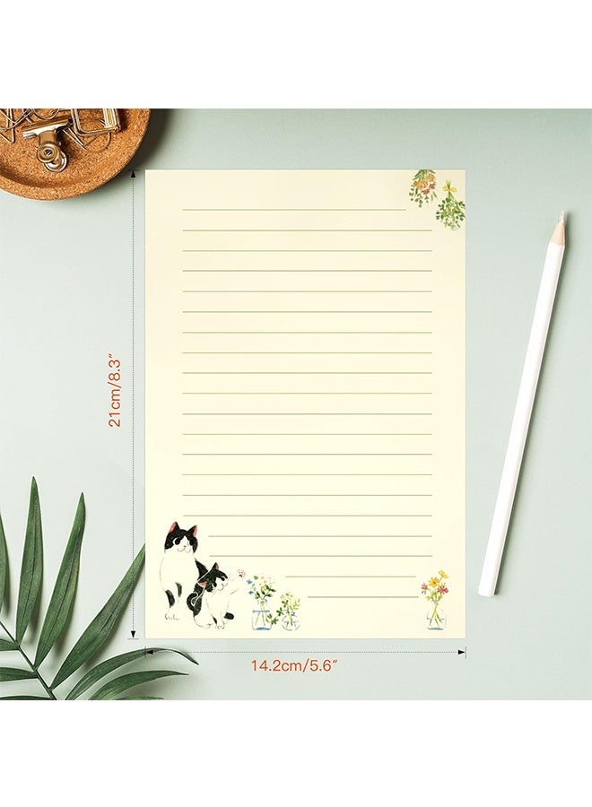 36 PCS Writing Paper and Envelopes Set, Warm Cute Cat Themed Stationary Set Design for Invitations Gift Decorations Holiday Party, 24 Lined Stationery Paper with 12 Envelops - Image 4