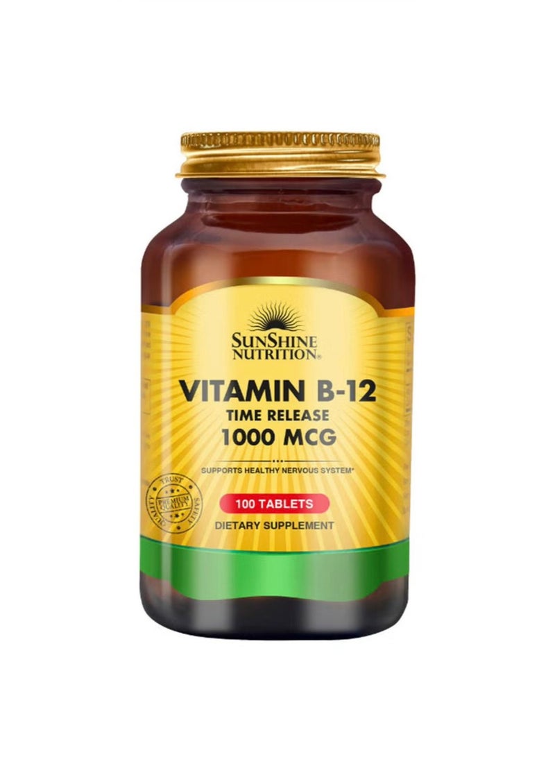 شروق الشمس Sunshine nutrition Vitamin B-12 Time Release 1000Mcg Dietary Supplement Supports Healthy Nervous System 100 Tablets - Image 1