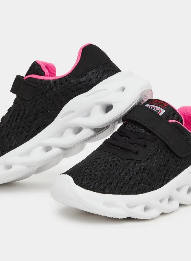 Styli Styli Girls Black Textured Sneakers with Velcro Strap
