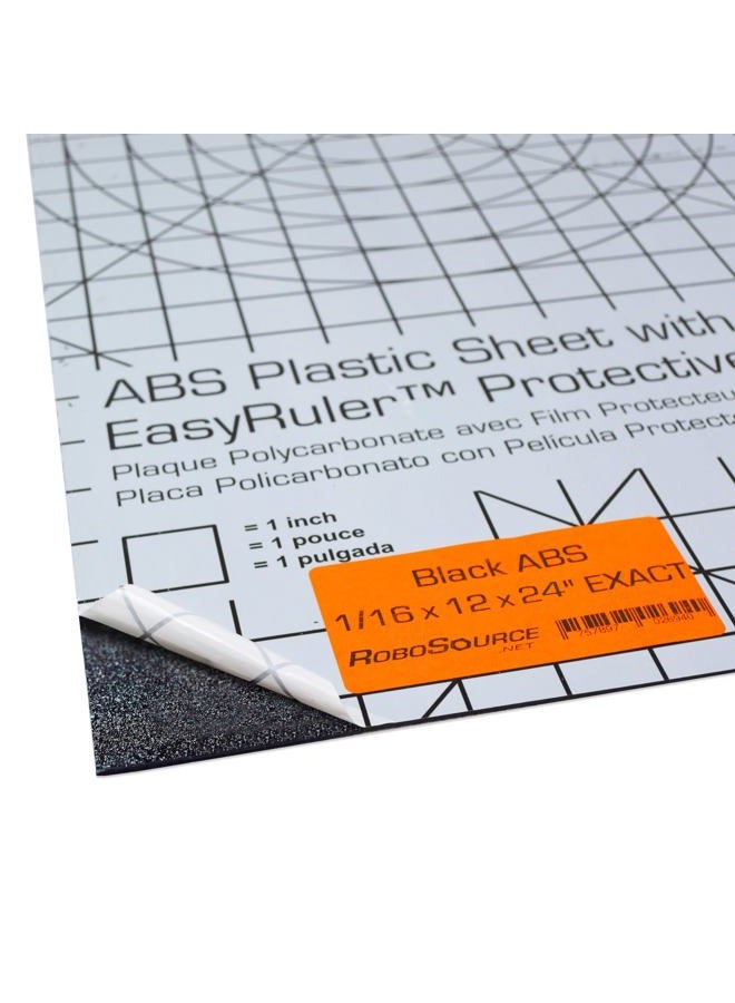 Robosource ABS Plastic Sheet 3-pack 12" X 24" X 0.0625" (1/16") 3 Pack, Black Haircell, for VEX Robotics Teams, Hobby, DIY, Industrial. Easy to Cut, Bend, Mold. - Image 1