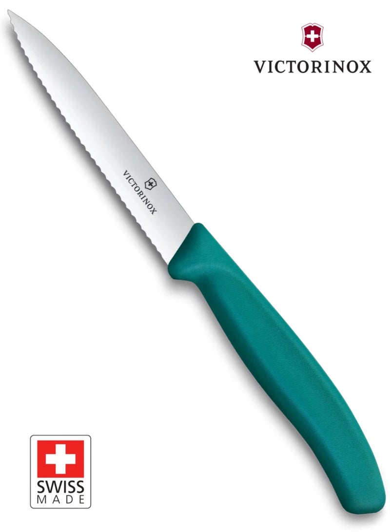 Victorinox Swiss Classic Paring Knife 10 cm, Wavy Edge, Green