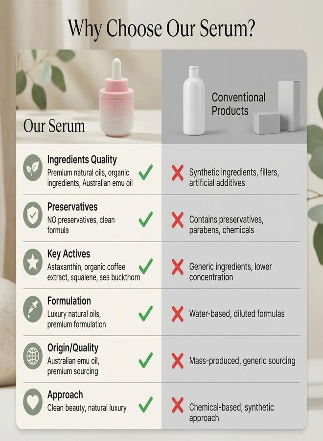 Simple Sophistication Astaxanthin Under Eye Serum with EMU oil - 0.67 fl. oz./ 20 mL | Emu oil serum | Powerful antioxidant astaxanthin | Sea Buckthorn, Squalane, Aloe Vera, Coffee |Preservative free | 100% Natural - Image 4