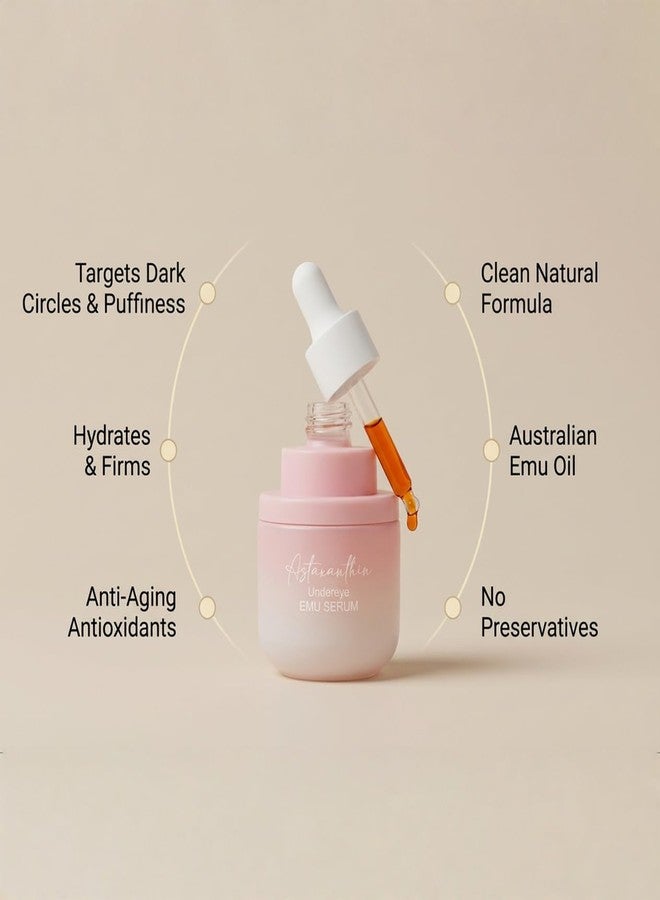 Simple Sophistication Astaxanthin Under Eye Serum with EMU oil - 0.67 fl. oz./ 20 mL | Emu oil serum | Powerful antioxidant astaxanthin | Sea Buckthorn, Squalane, Aloe Vera, Coffee |Preservative free | 100% Natural - Image 3
