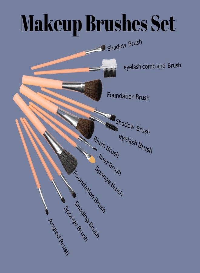 BRAVIK مجموعة براڤيك من 12 قطعة لفرش مكياج الحفلات الاحترافية، تشمل كريم الأساس، وظلال العيون، والحواجب، والماسكارا، وفرشاة بودرة الوجه، طقم فرش مكياج بحجم مناسب للسفر، فرشاة كريم الأساس، وظلال العيون مع حافظة (متعددة الألوان) (وردي مرجاني) - Image 4