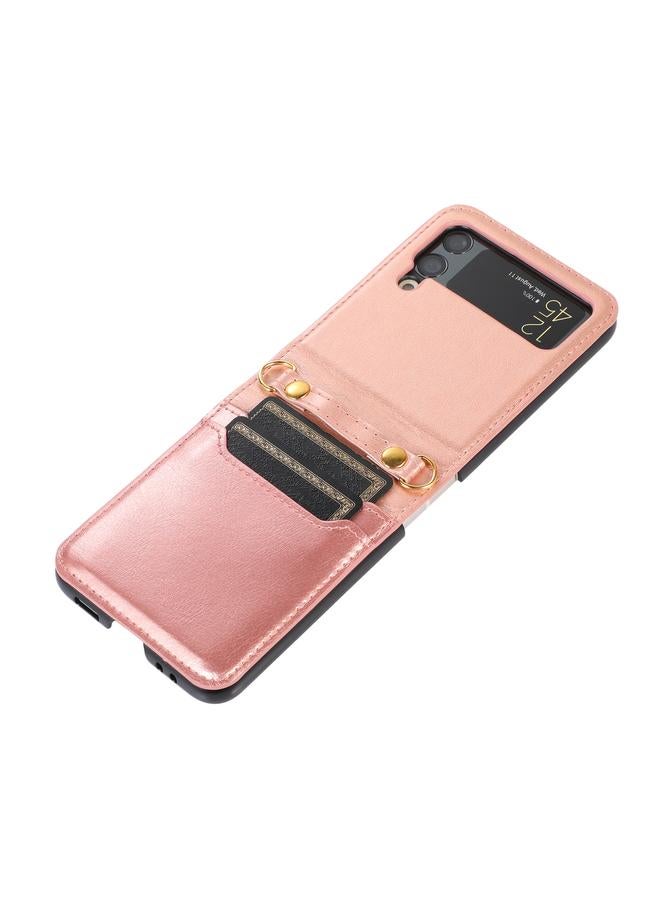 erorex Case For Samsung Galaxy Z Flip4 Stitching Color Fold Leather Phone Case with Card Slot - Image 1