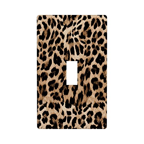 Czrouz Leopard Single Toggle Light Switch Plate Decorative, Wild Animals Skin Cheetah Fur Spots 1 Gang Wall Plates Cover Electrical Switchplate for Kitchen Bathroom Bedroom Living Room Home Decor Faceplate - Image 1