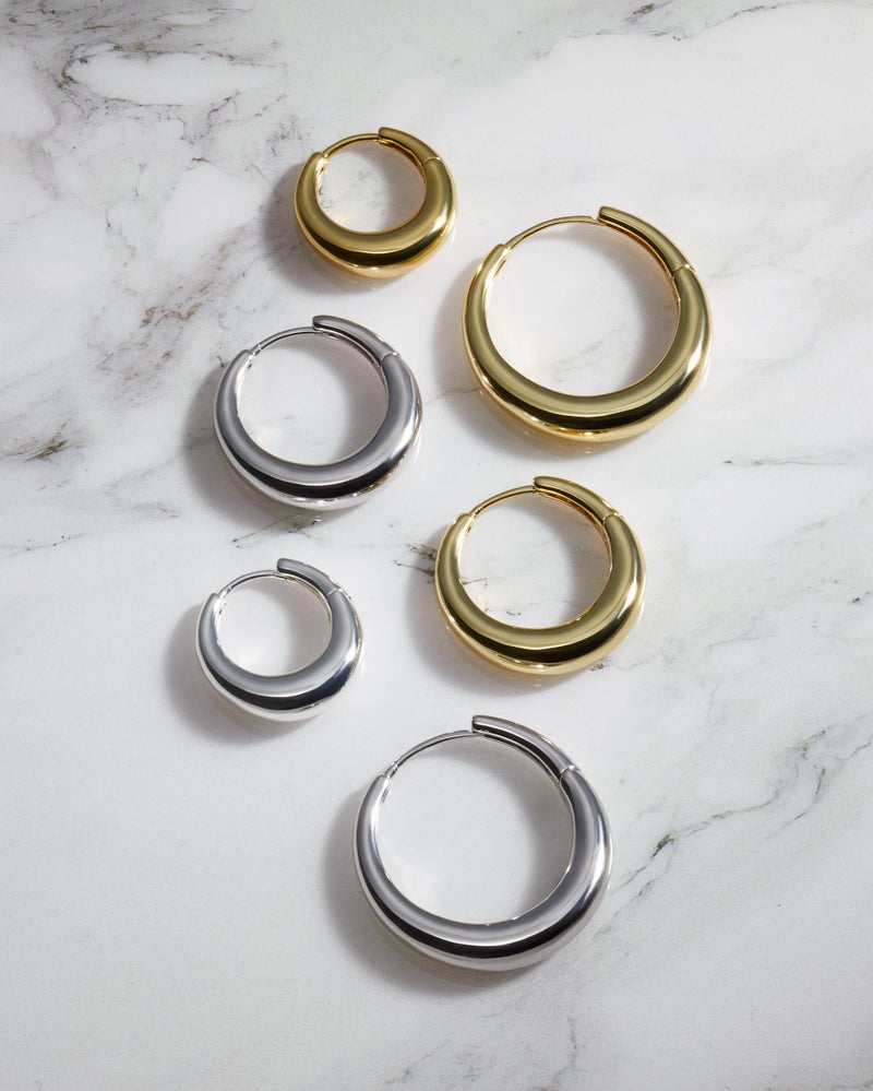 MILLA 14K Gold Plated Hoop Earrings | Small Silver Hoops | Thick Lightweight Chunky Hoop Earrings for Women (Sterling Silver Plated, Medium, 1.0 inches - 25 mm) - Image 5