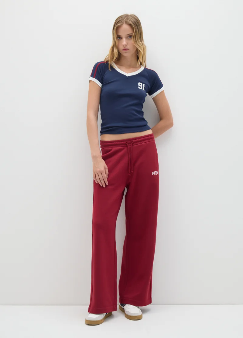 او في اس FITTED MULTICOLOUR PURE COTTON T-SHIRT