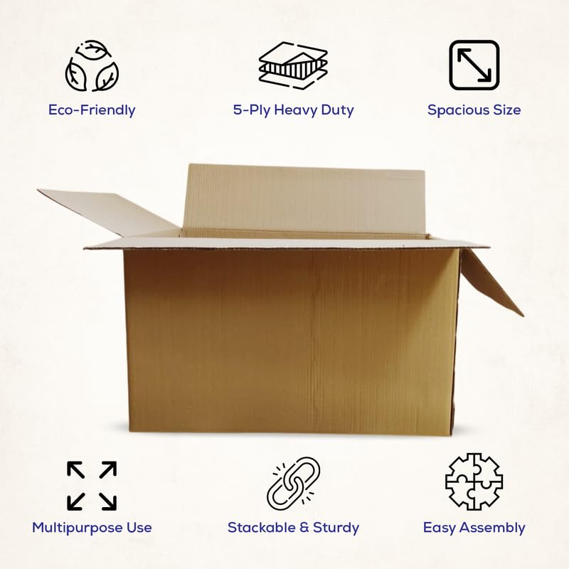 ADDANBI PACK OF 4 | 27"x14"x13" | 5ply Cardboard Boxes for Packaging | Brown Corrugated Box for | Shipping |Moving | Home Shifting | Parcel | Courier Packing box | Large Carton Box - Image 5