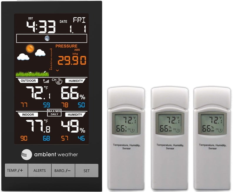 WS-2801-X3 Advanced Wireless Color Forecast Station w/ 3 Remote Sensors