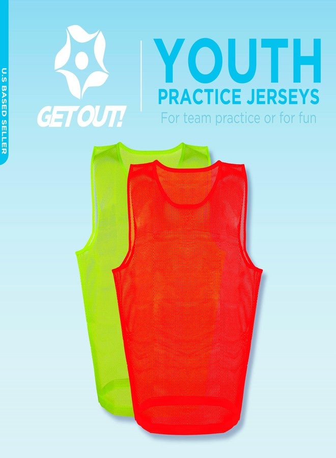 Get Out! Pinnies Adult Sizes Orange and Yellow - 12 Pack Nylon Mesh Jersey Scrimmage Vest - Sports Team Practice Pinny Set for Football, Soccer, or Basketball - Training Soccer Bibs Sport Jersey - Image 2