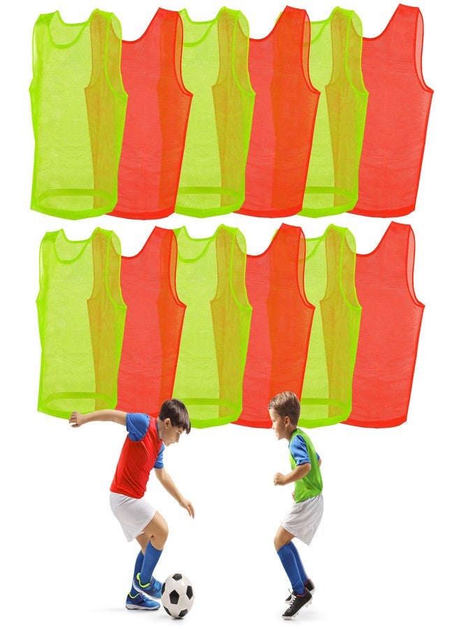 Get Out! Pinnies Adult Sizes Orange and Yellow - 12 Pack Nylon Mesh Jersey Scrimmage Vest - Sports Team Practice Pinny Set for Football, Soccer, or Basketball - Training Soccer Bibs Sport Jersey - Image 1