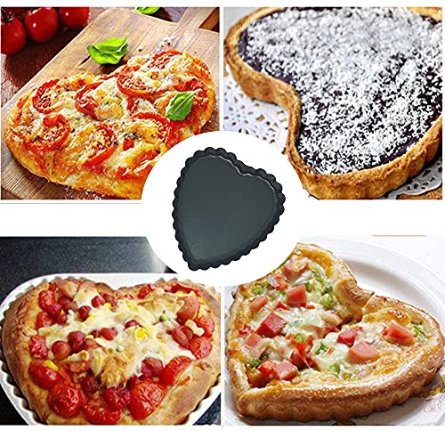 Xstronq Mini Tart Pan, 6 PCS 4-inch Heart-Shaped Quiche Pans, With a Removable Bottom Pie Pan, Used For Desserts, Cake Baking, Black - Image 5