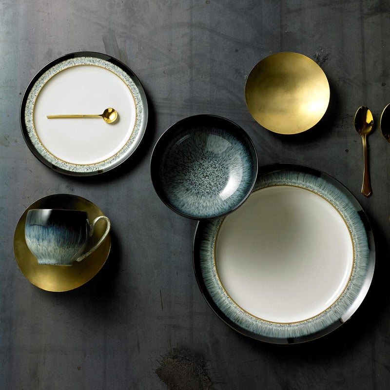Denby Denby  Halo Dinner Plates Set of 2  Reactive Glaze Dishwasher Microwave Safe Crockery 28cm  Black Grey White Ceramic Stoneware Tableware  Chip  Crack Resistant  - Image 2