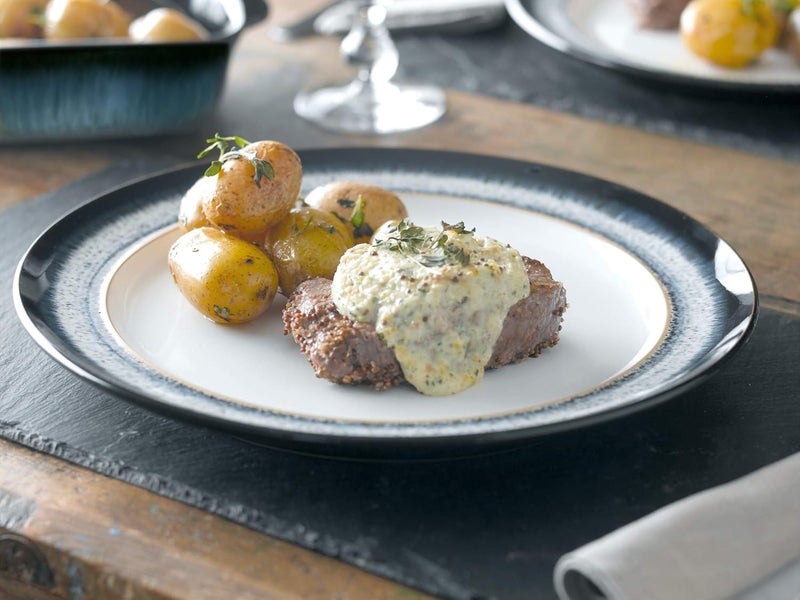 Denby Denby  Halo Dinner Plates Set of 2  Reactive Glaze Dishwasher Microwave Safe Crockery 28cm  Black Grey White Ceramic Stoneware Tableware  Chip  Crack Resistant  - Image 3