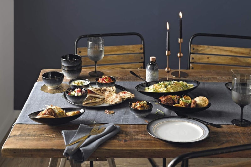 Denby Denby  Halo Dinner Plates Set of 2  Reactive Glaze Dishwasher Microwave Safe Crockery 28cm  Black Grey White Ceramic Stoneware Tableware  Chip  Crack Resistant  - Image 4