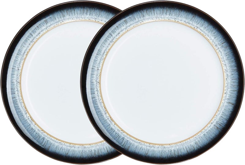 Denby Denby  Halo Dinner Plates Set of 2  Reactive Glaze Dishwasher Microwave Safe Crockery 28cm  Black Grey White Ceramic Stoneware Tableware  Chip  Crack Resistant  - Image 1