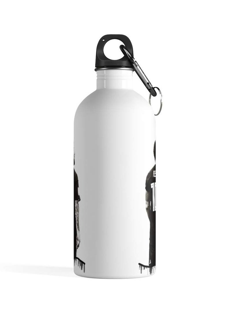Story Of Candle Aluminum Water Bottle, Football Drinking Bottle with Lionel Messi Design Print in White  - Image 2