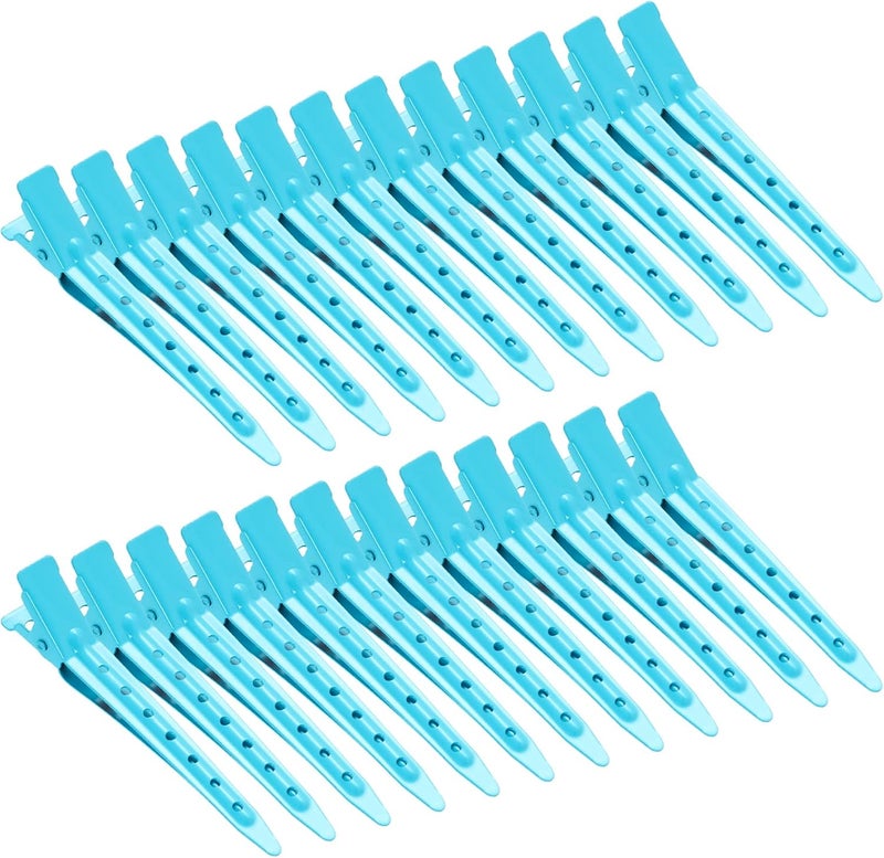 Bantoye 24 Packs Duck Bill Clips, 2.75 Inches Rustproof Metal Alligator Curl Clips with Holes for Hair Styling, Hair Coloring, Blue - Image 1