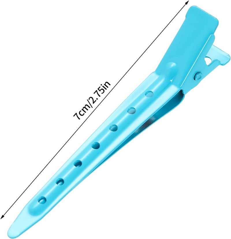Bantoye 24 Packs Duck Bill Clips, 2.75 Inches Rustproof Metal Alligator Curl Clips with Holes for Hair Styling, Hair Coloring, Blue - Image 2