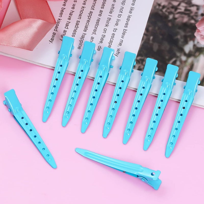 Bantoye 24 Packs Duck Bill Clips, 2.75 Inches Rustproof Metal Alligator Curl Clips with Holes for Hair Styling, Hair Coloring, Blue - Image 5
